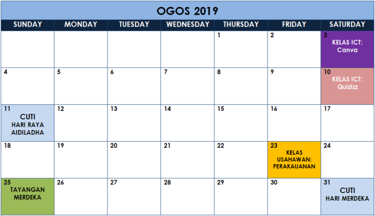 8 Kalendar Ogos 2019